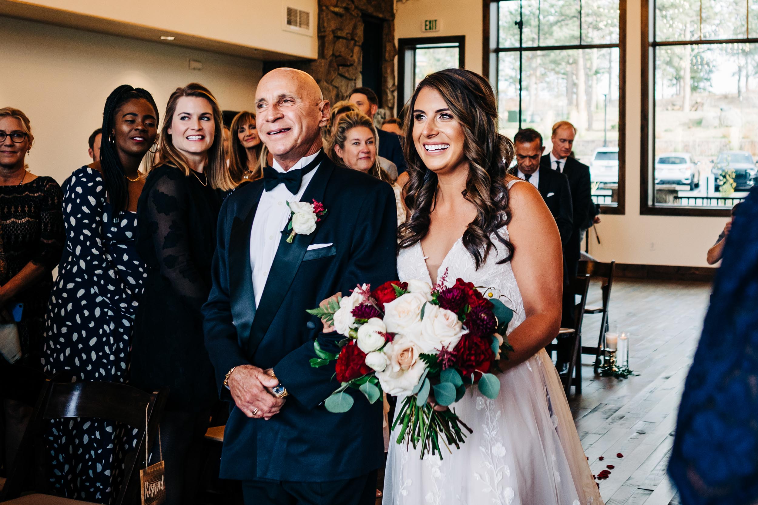 father of the bride and bride walking down the aisle at Boulders Black Canyon Inn wedding