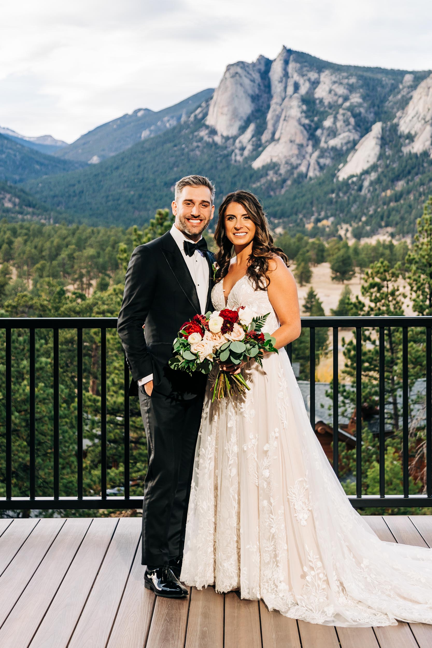 portrait of bride and groom at boulders black canyon inn wedding