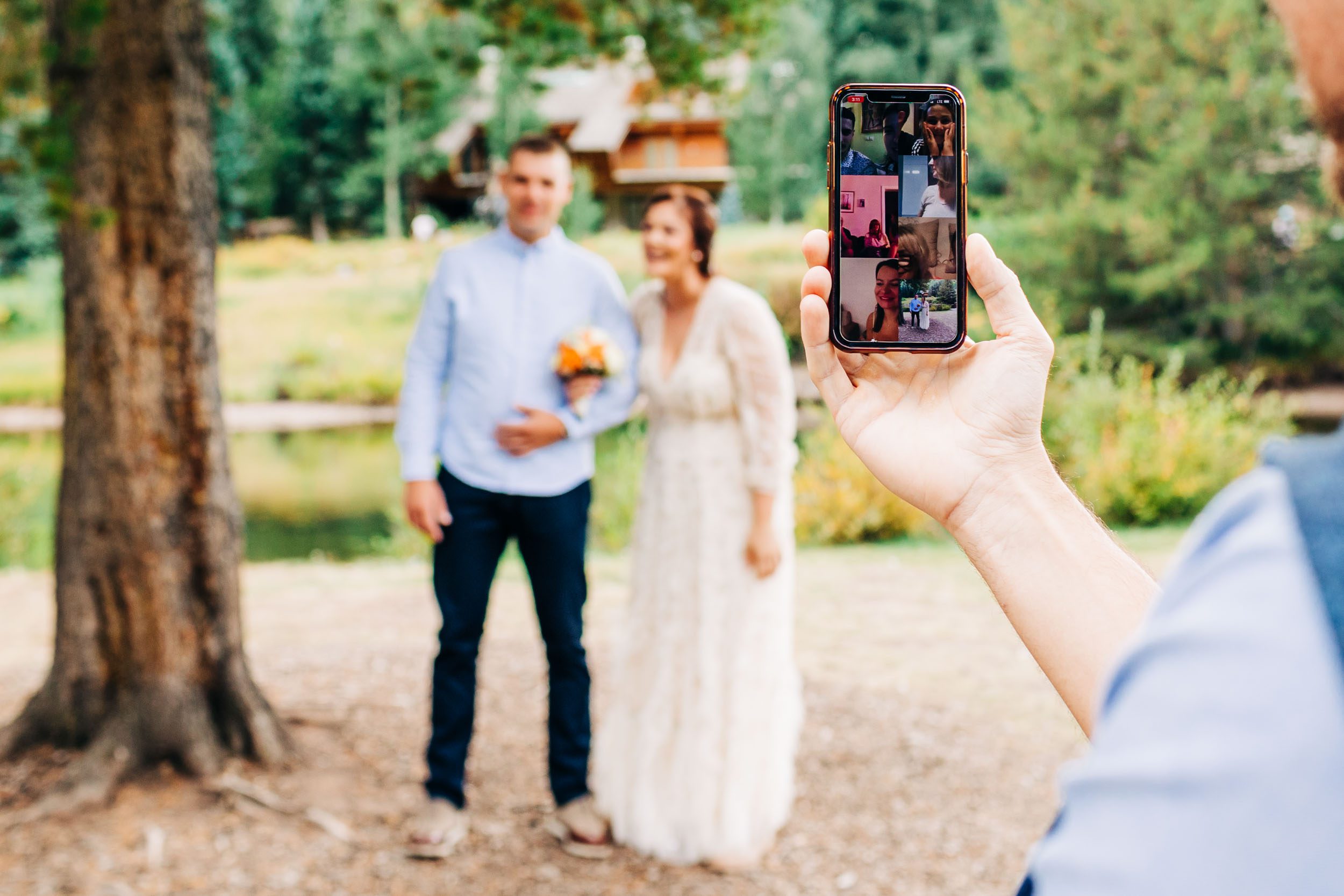 family member watching wedding on Zoom