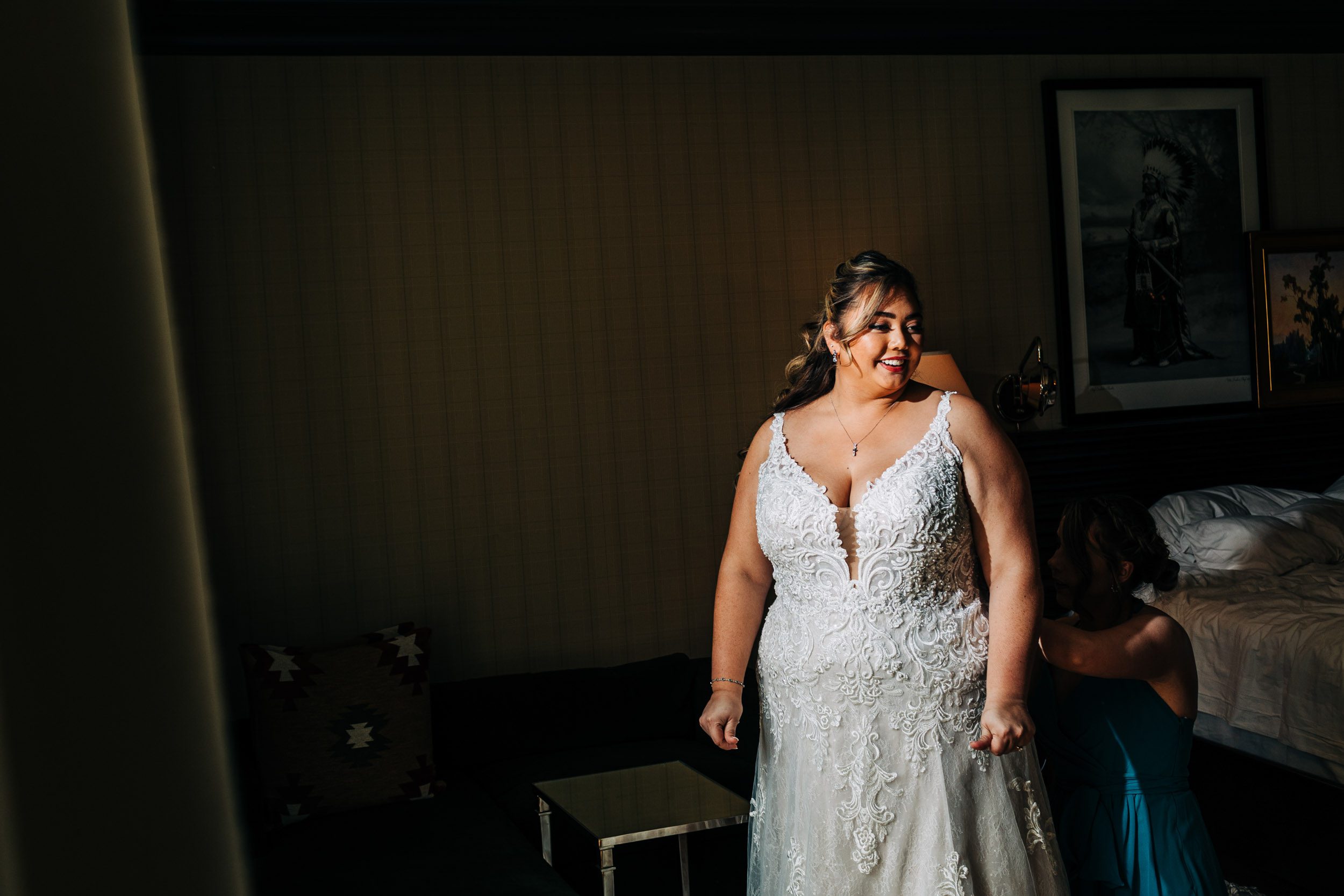 bride getting ready at hotel jerome