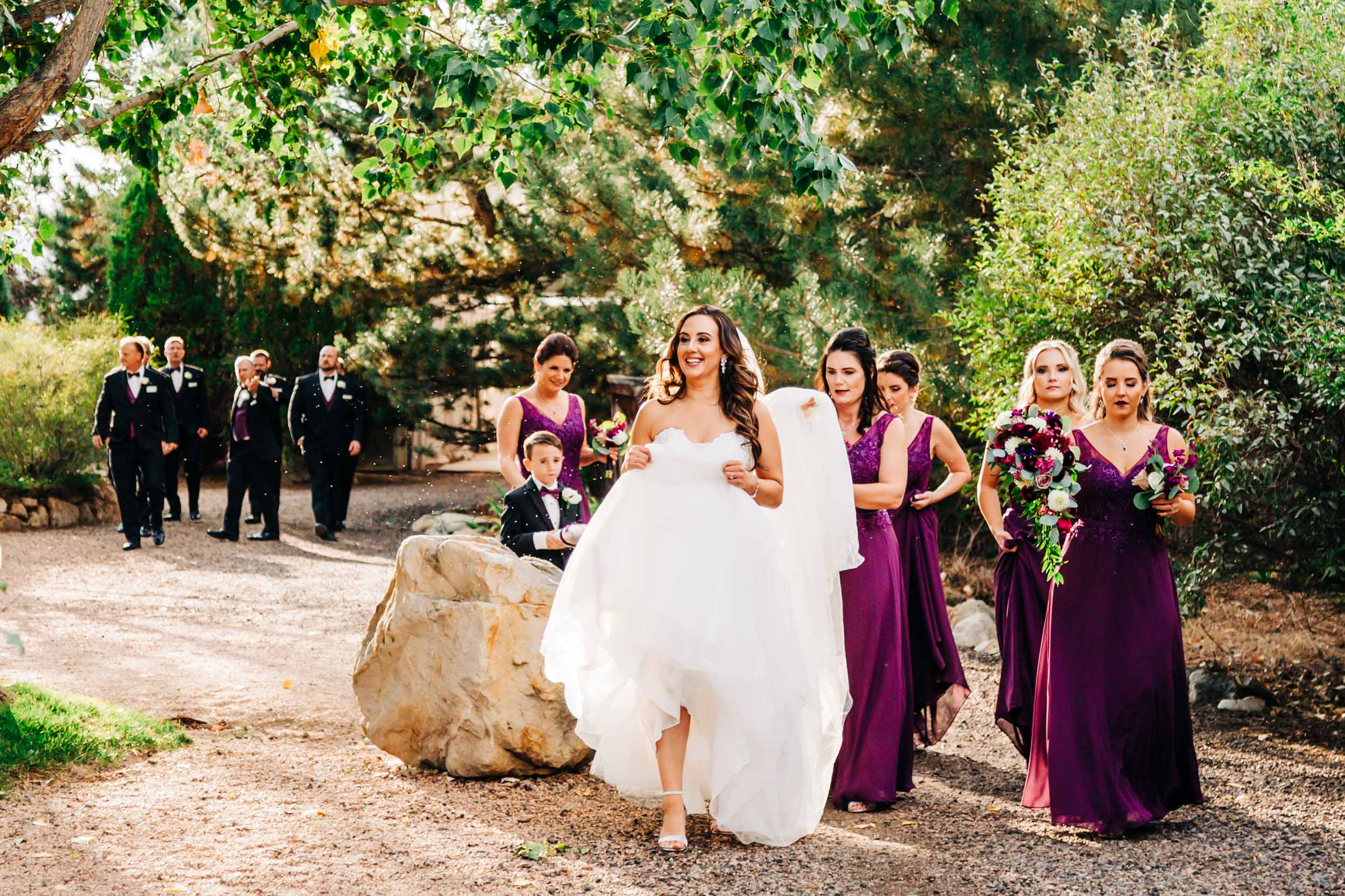 wedding party walking