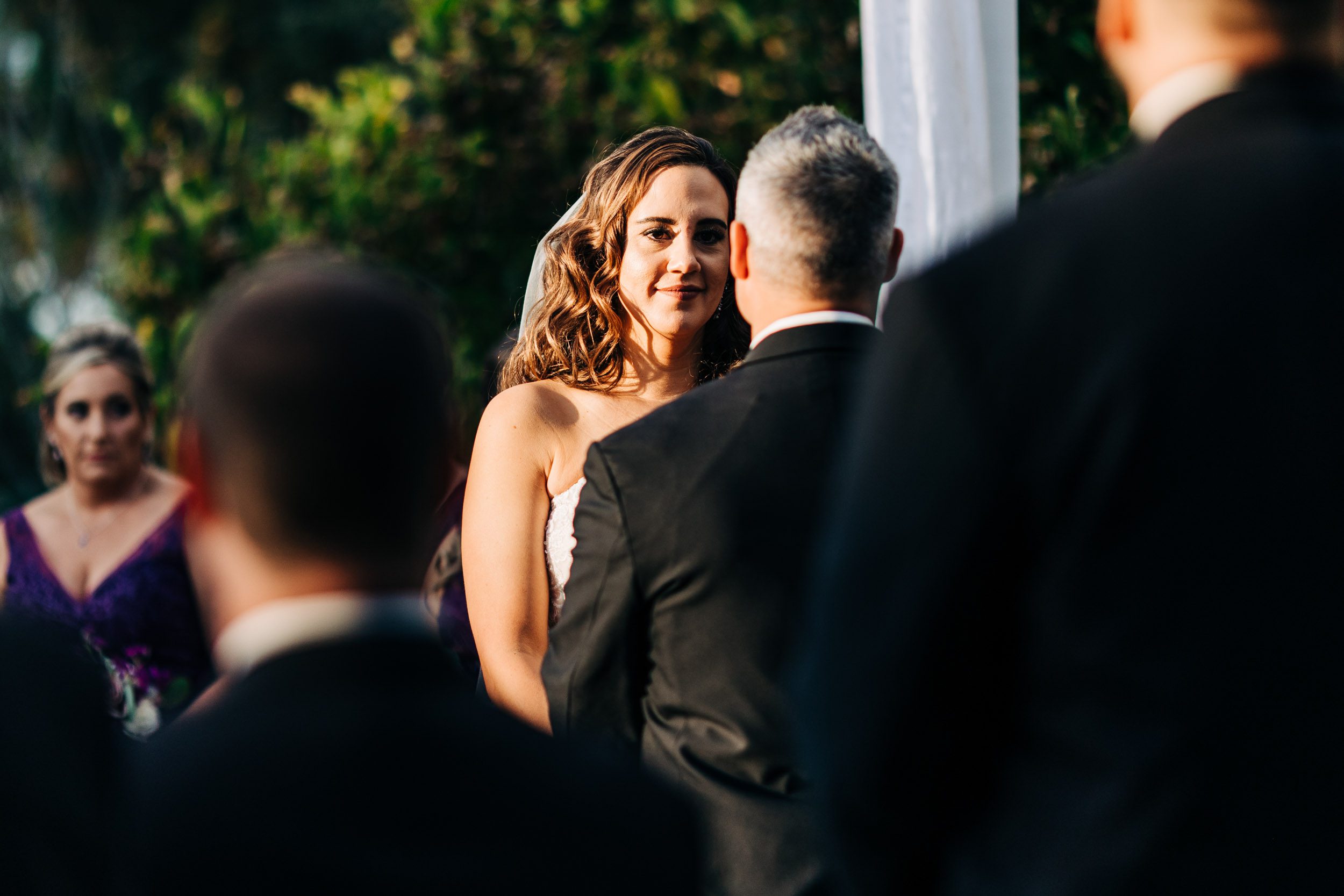 close up of bride at ceremony