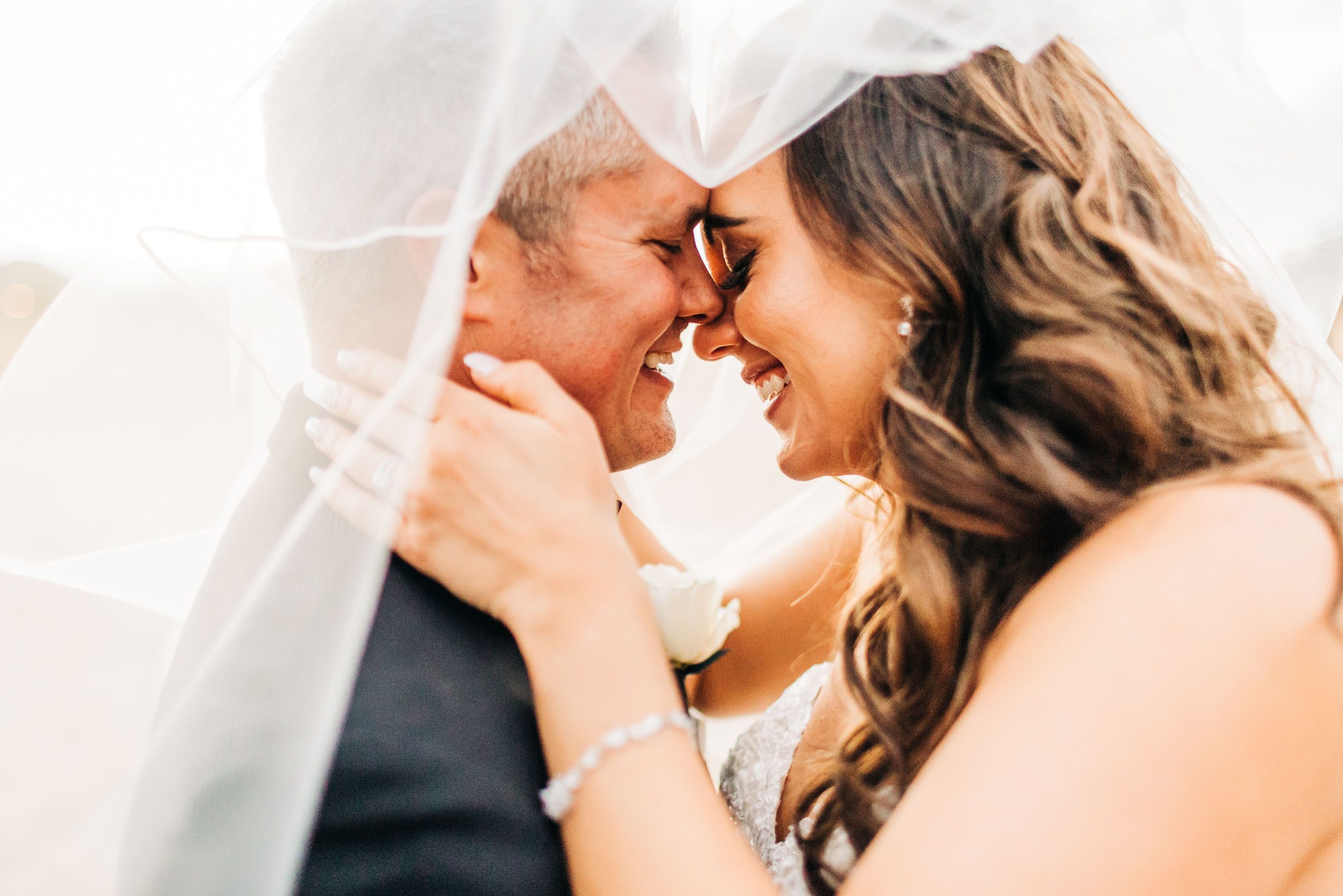 bride and groom portraits at sunset