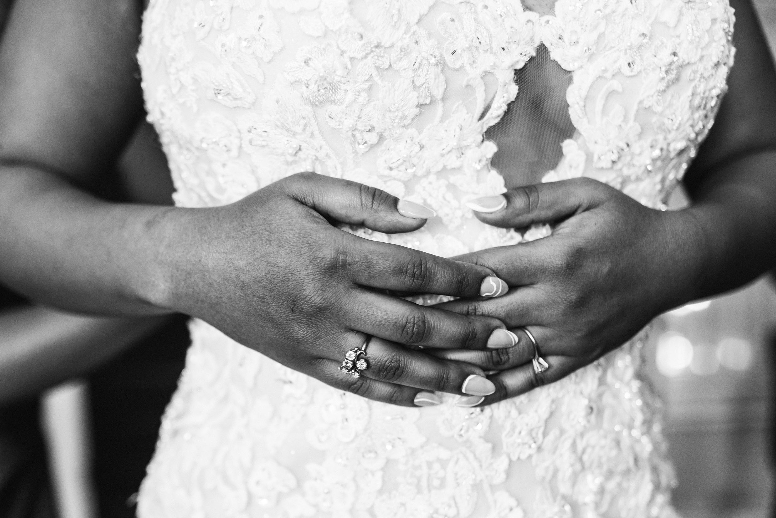 picture of bride's hands while getting ready