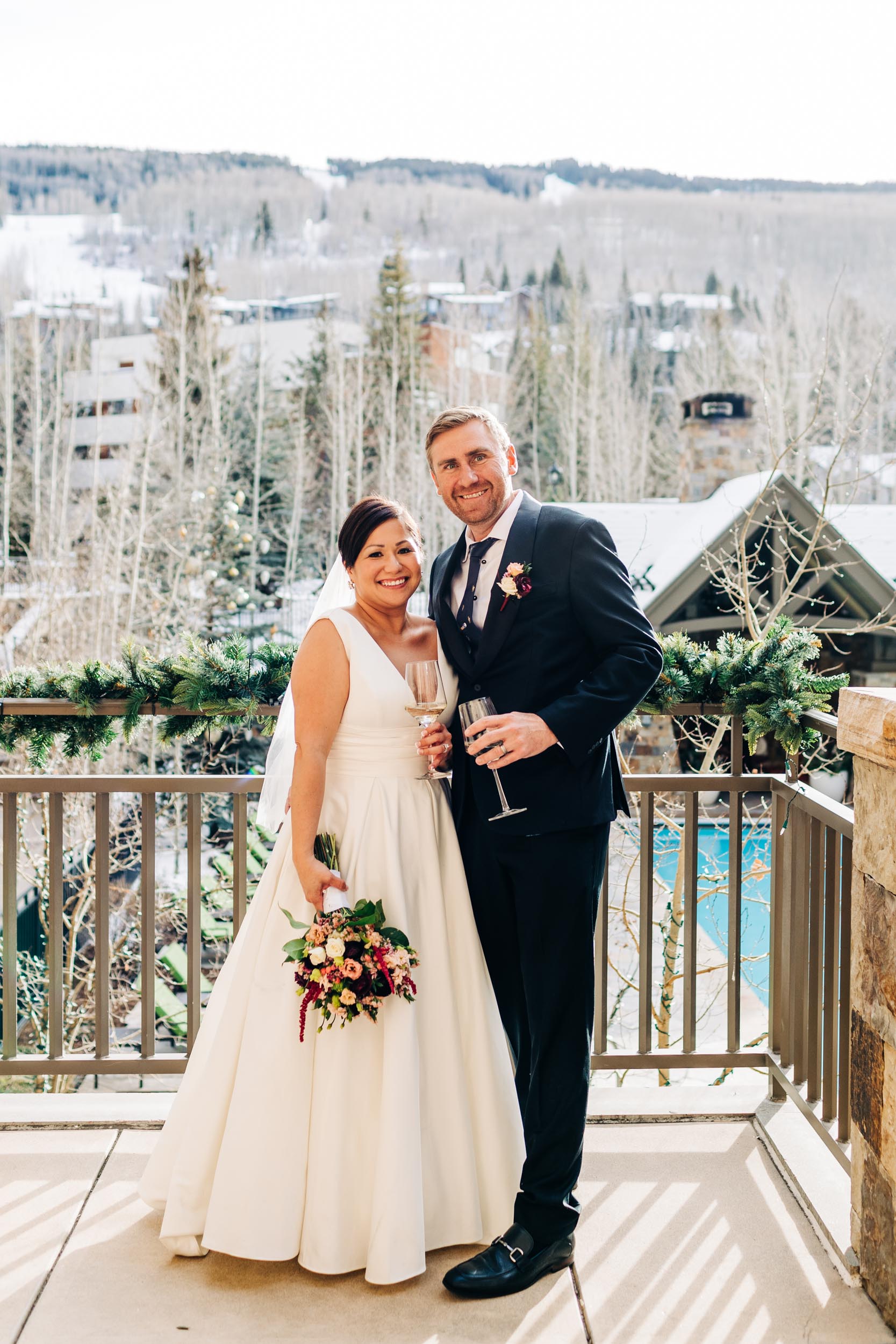 photo of wedding couple at four seasons hotel in vail colorado