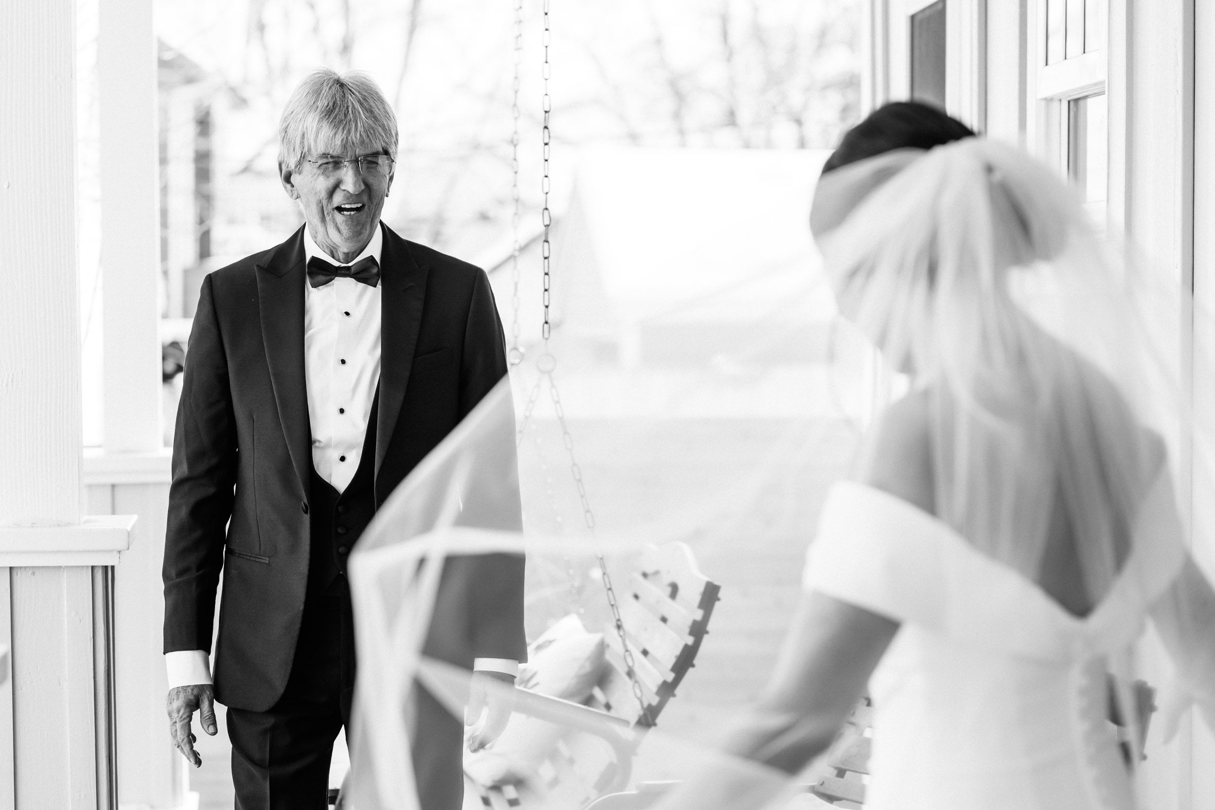 first look with dad at wedding in Boulder Colorado