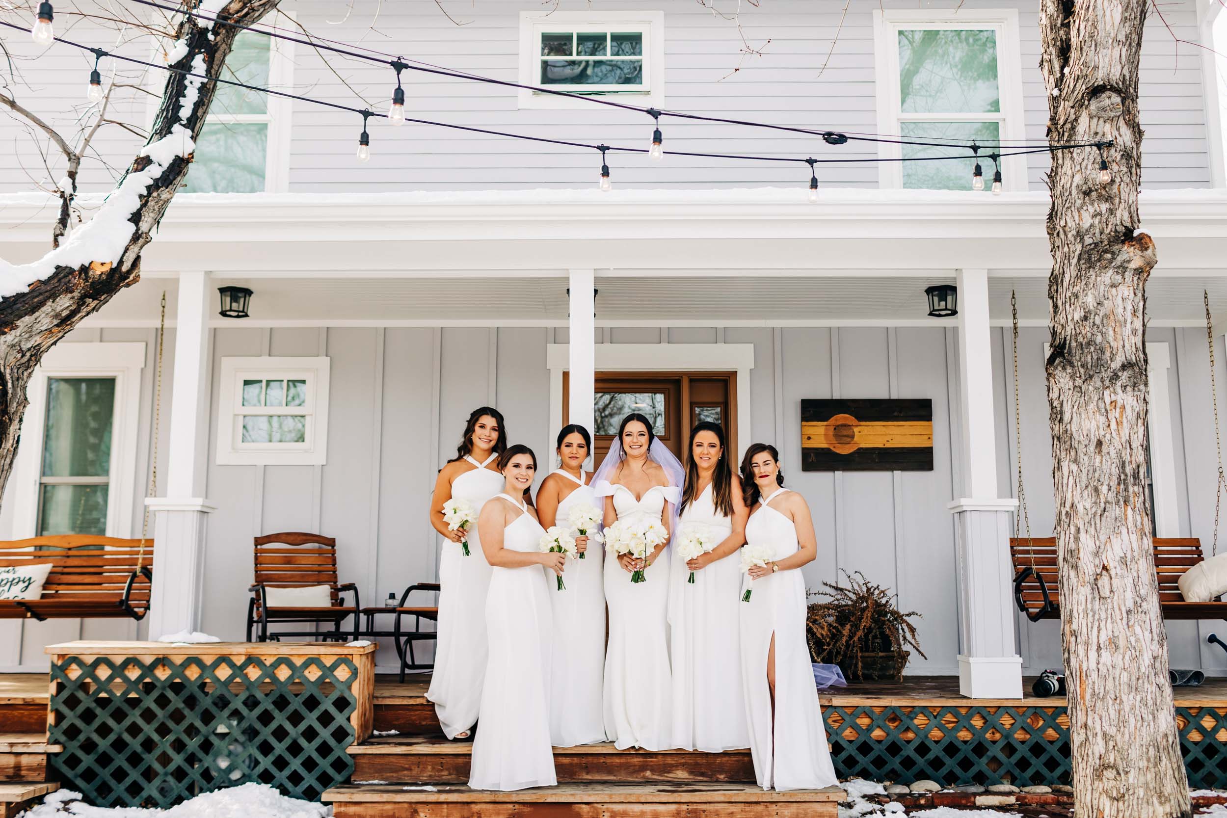 picture of bridesmaids all dressed in white