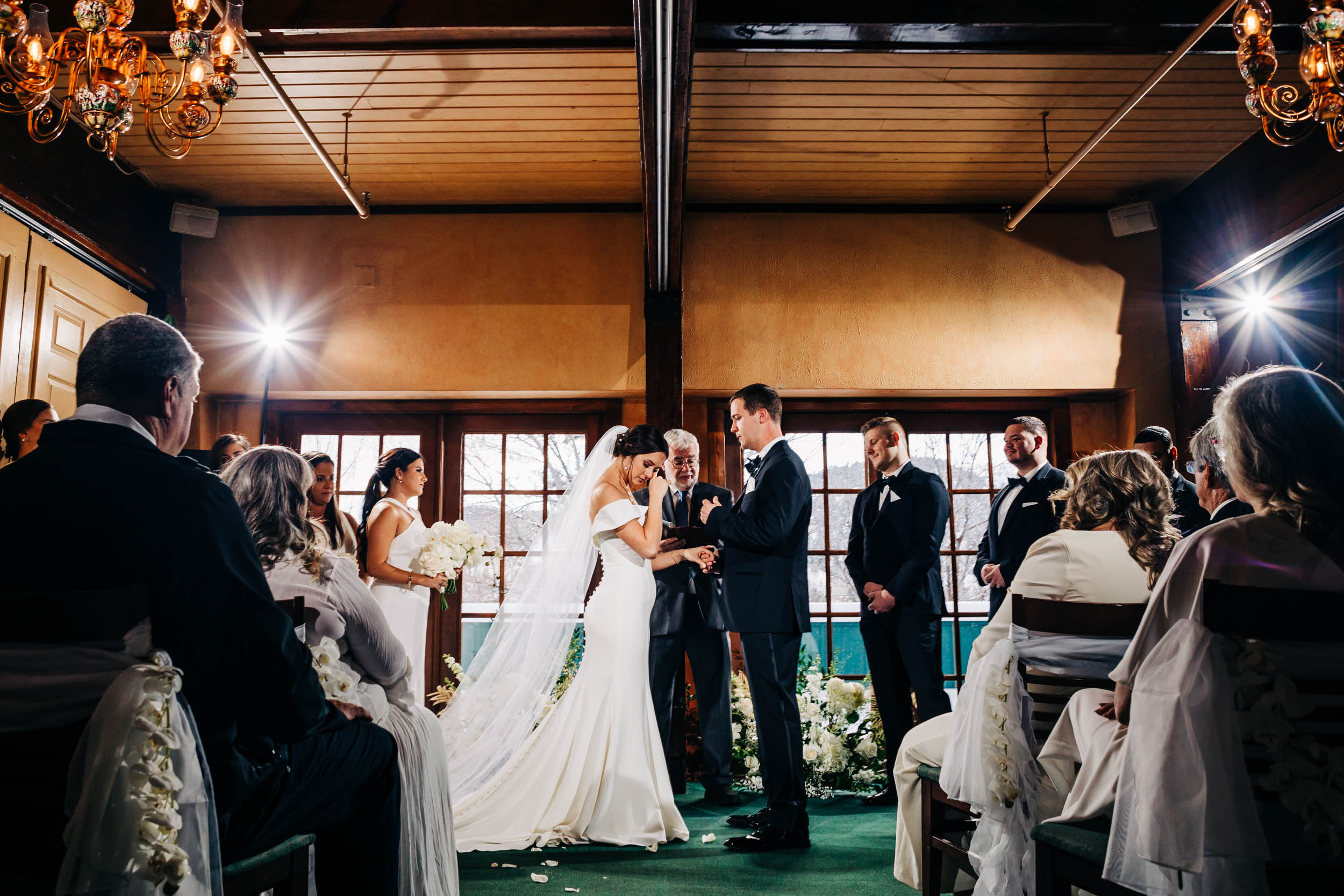 Indoor wedding ceremony at Greenbriar Inn in boulder colorado