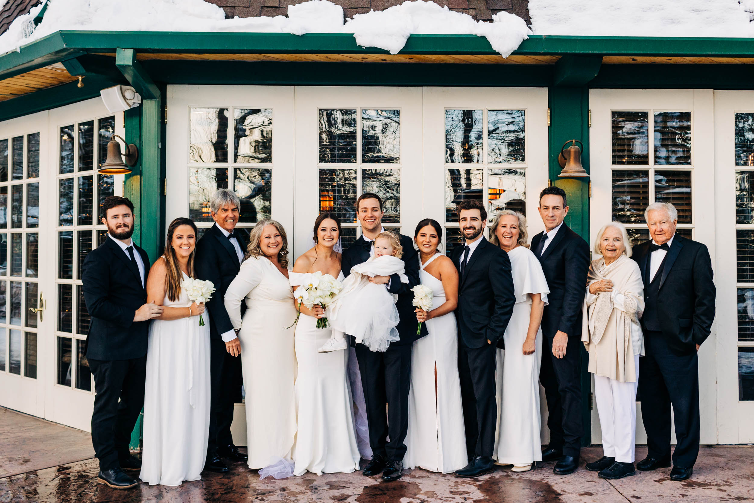 Family photos at Greenbriar Inn winter wedding