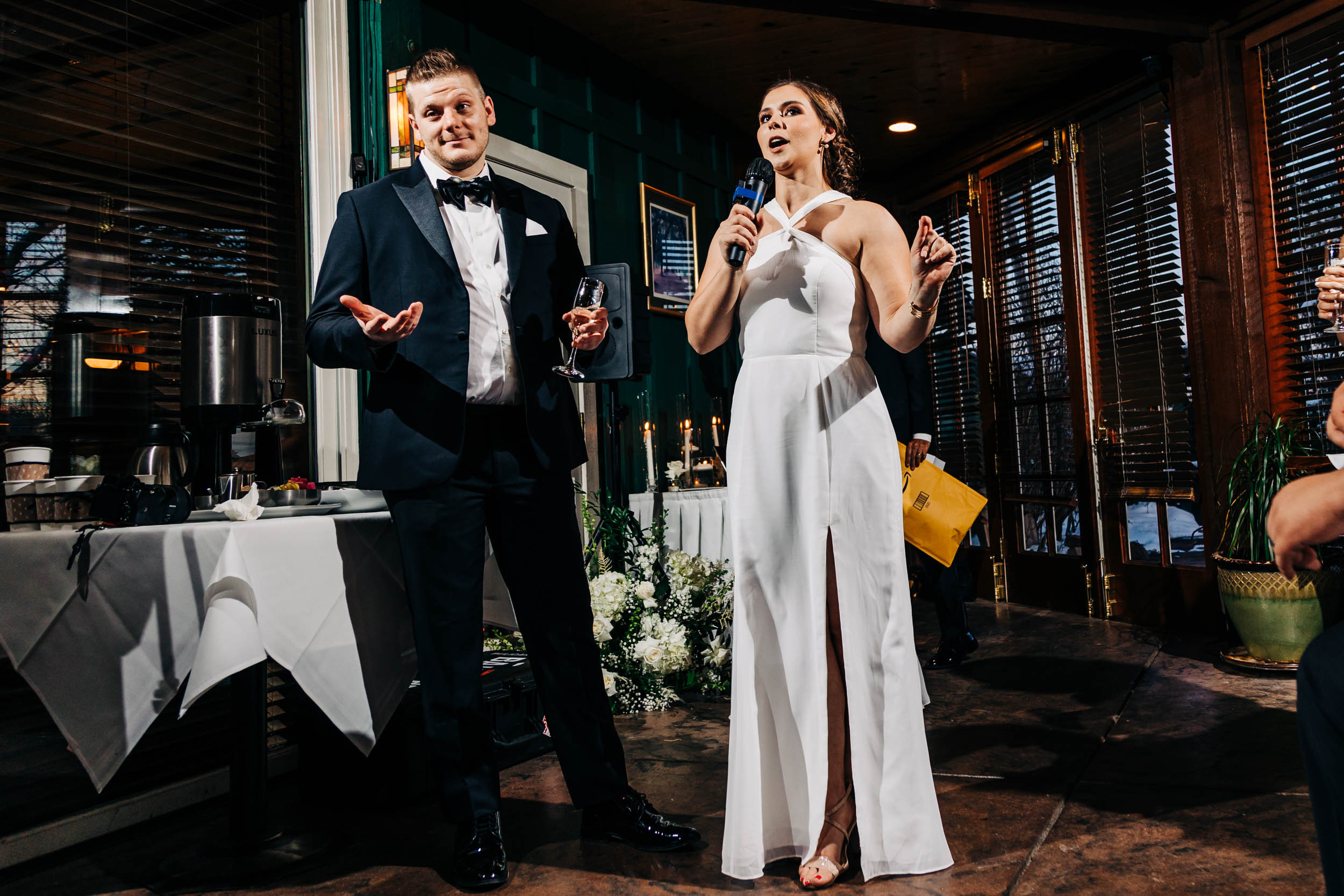 toasts at Greenbriar Inn wedding reception