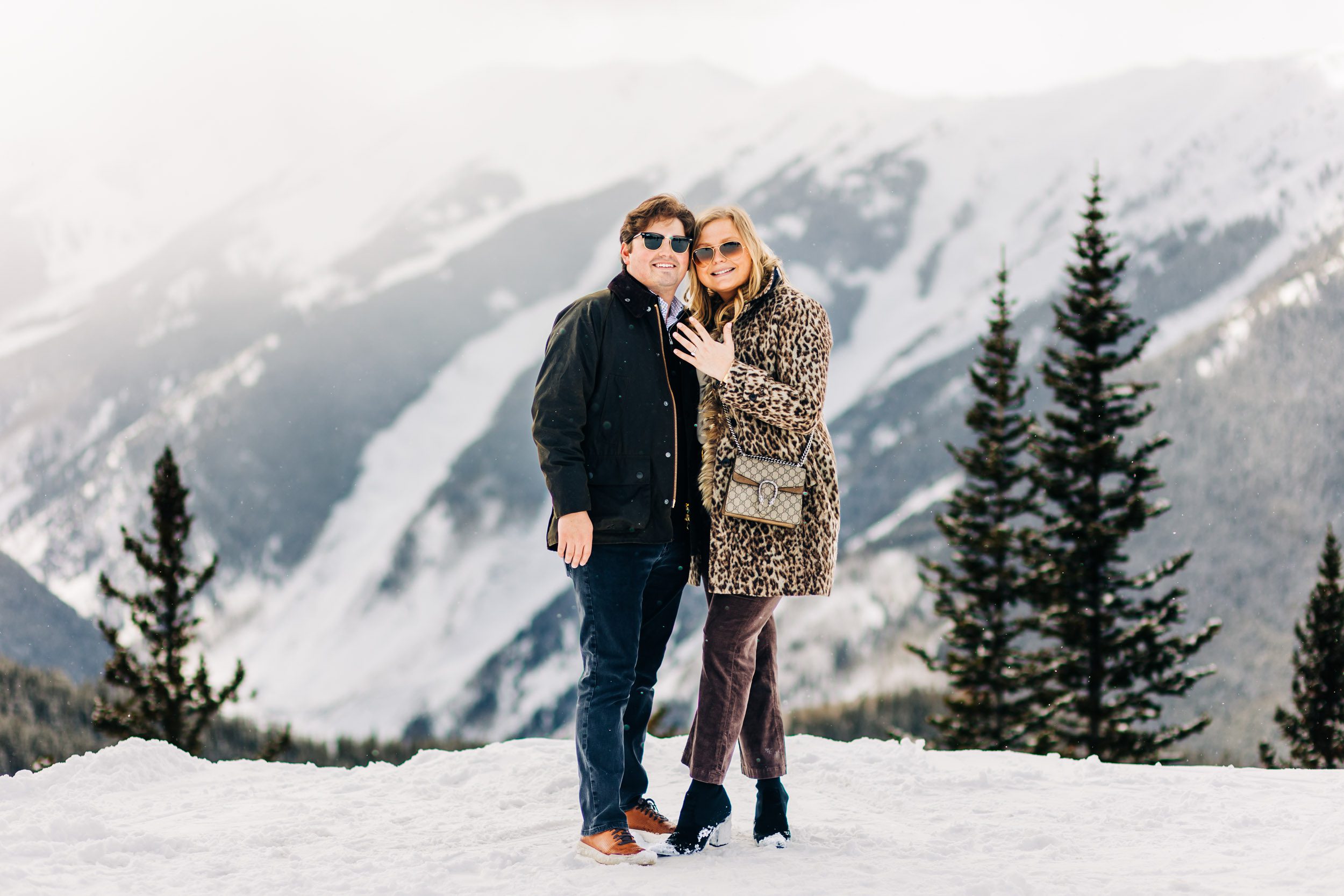 Aspen mountain ski resort engagement photo