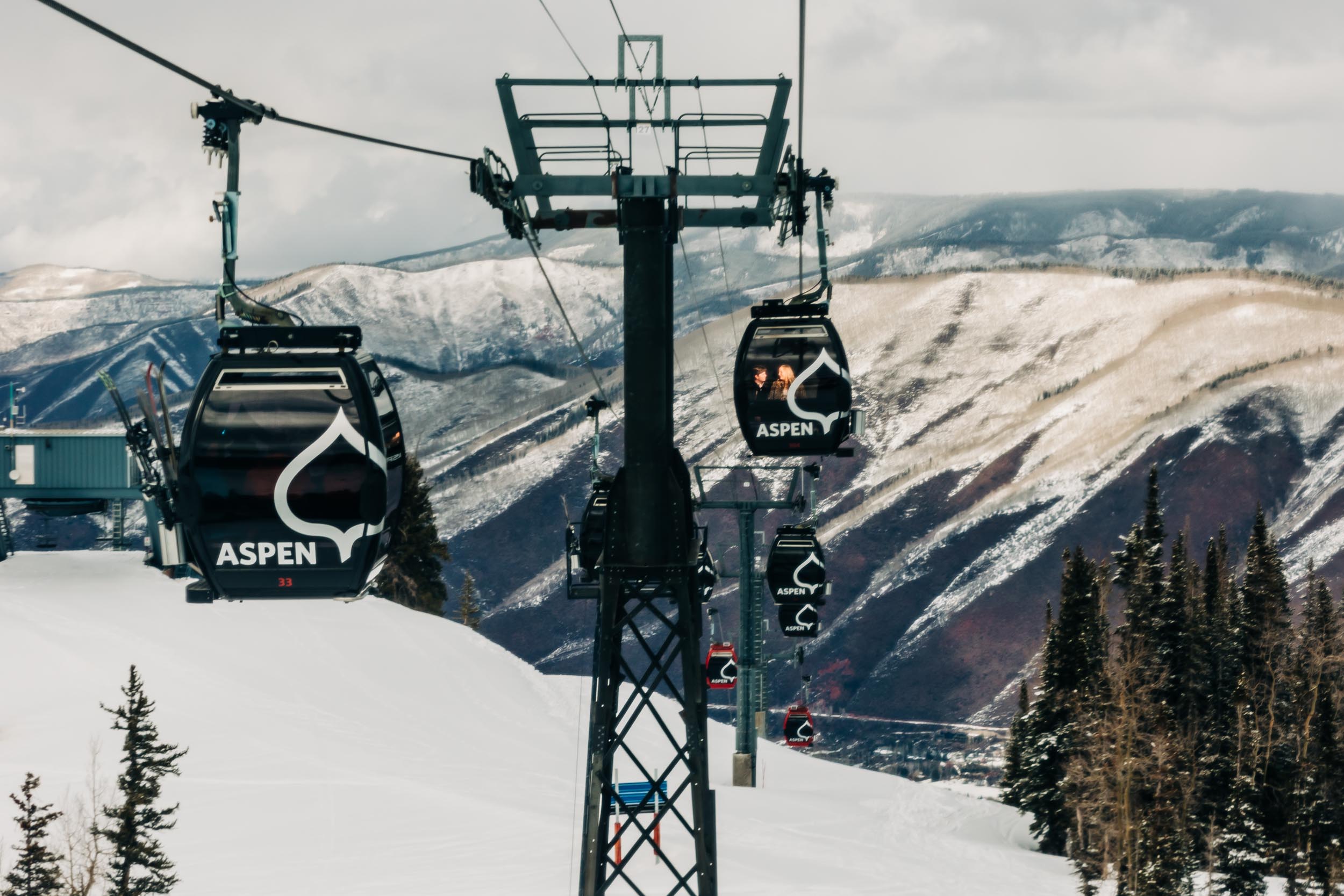 aspen ski resort gondola engagement photo