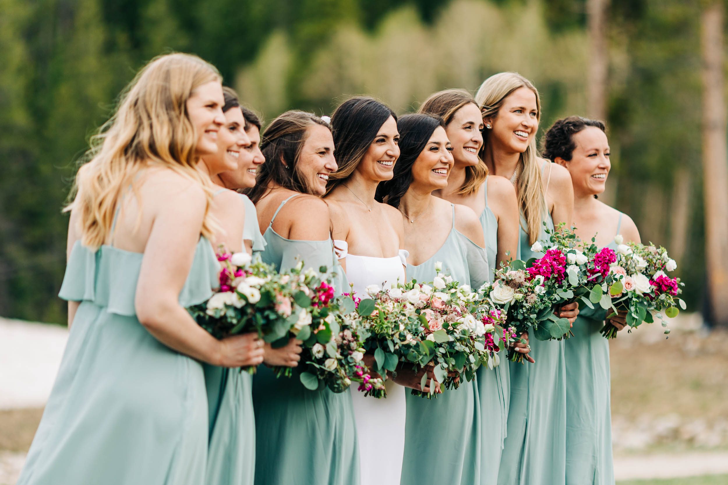 picture of bridesmaids at Ten Mile Station wedding in Breckenridge Colorado