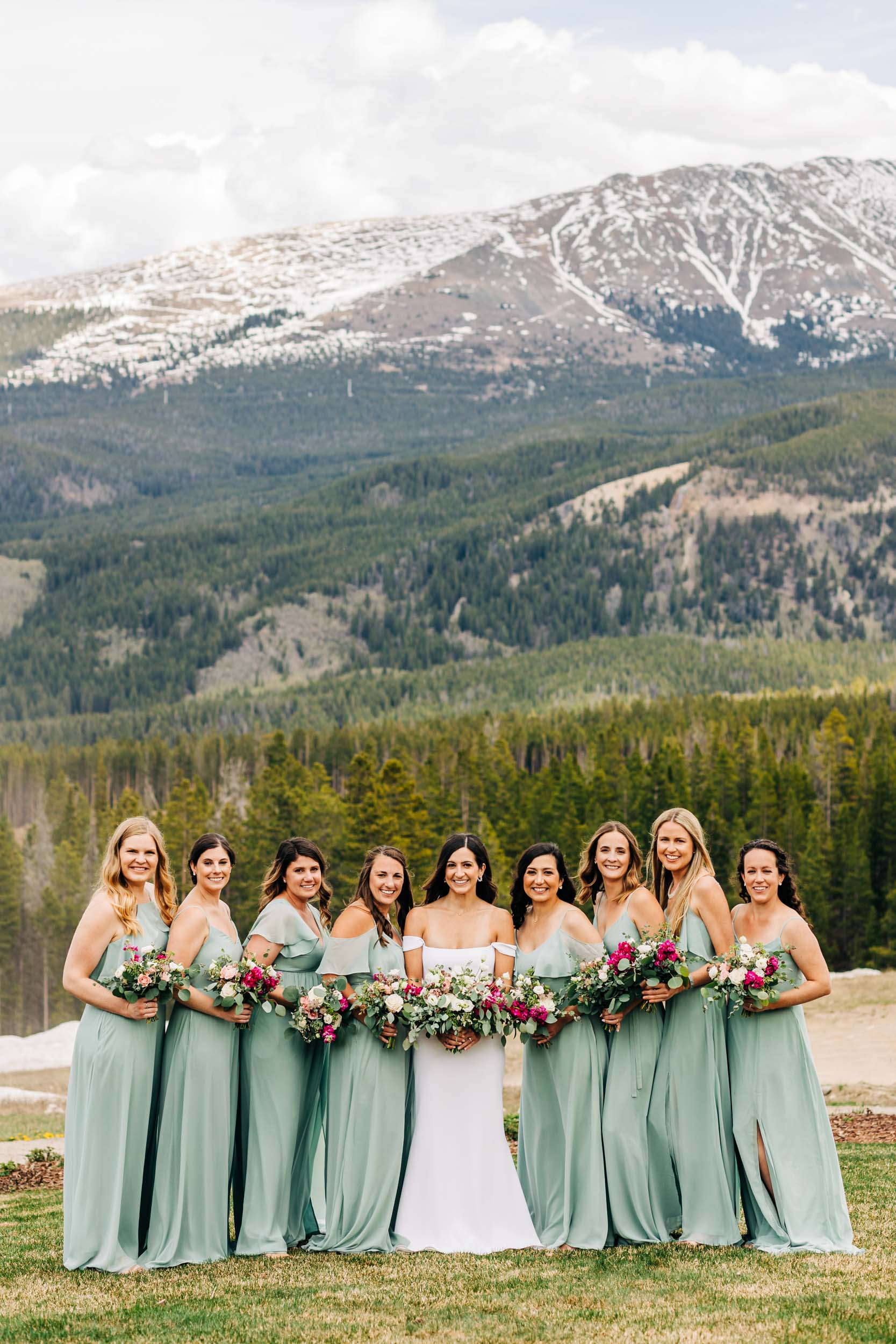 picture of bridesmaids at Ten Mile Station wedding in Breckenridge Colorado