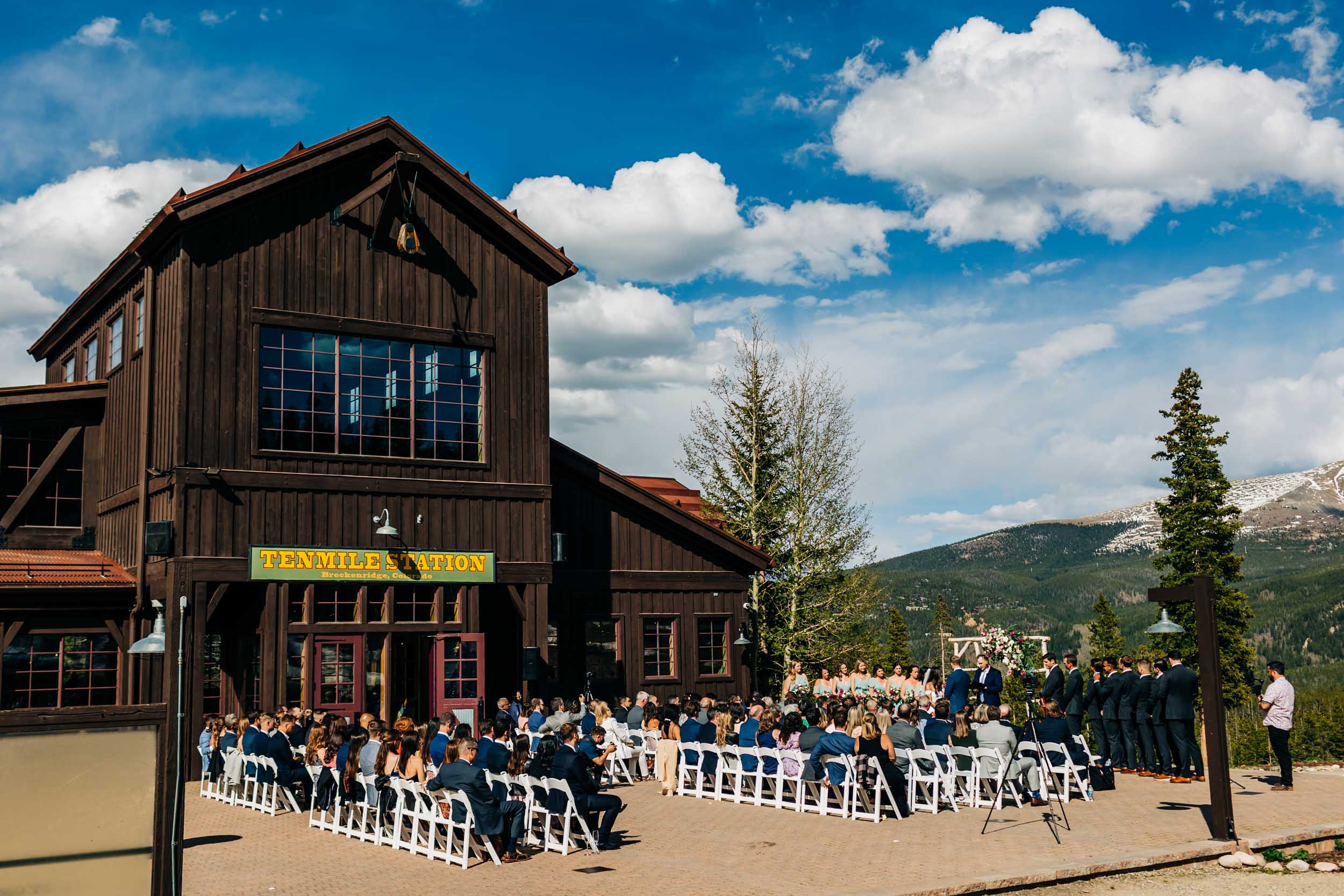 wedding ceremony at Ten Mile Station in Breckenridge Colorado