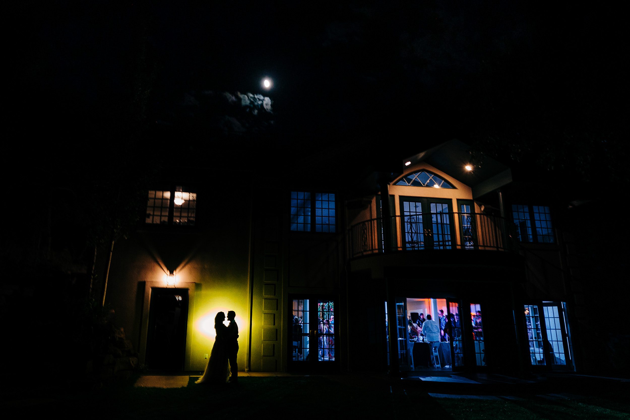 Lionscrest Manor wedding creative night portrait by Shea McGrath Photography Colorado Wedding Photographer