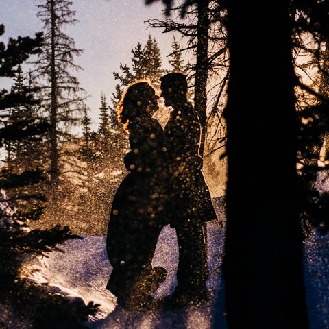 snowy engagement photos