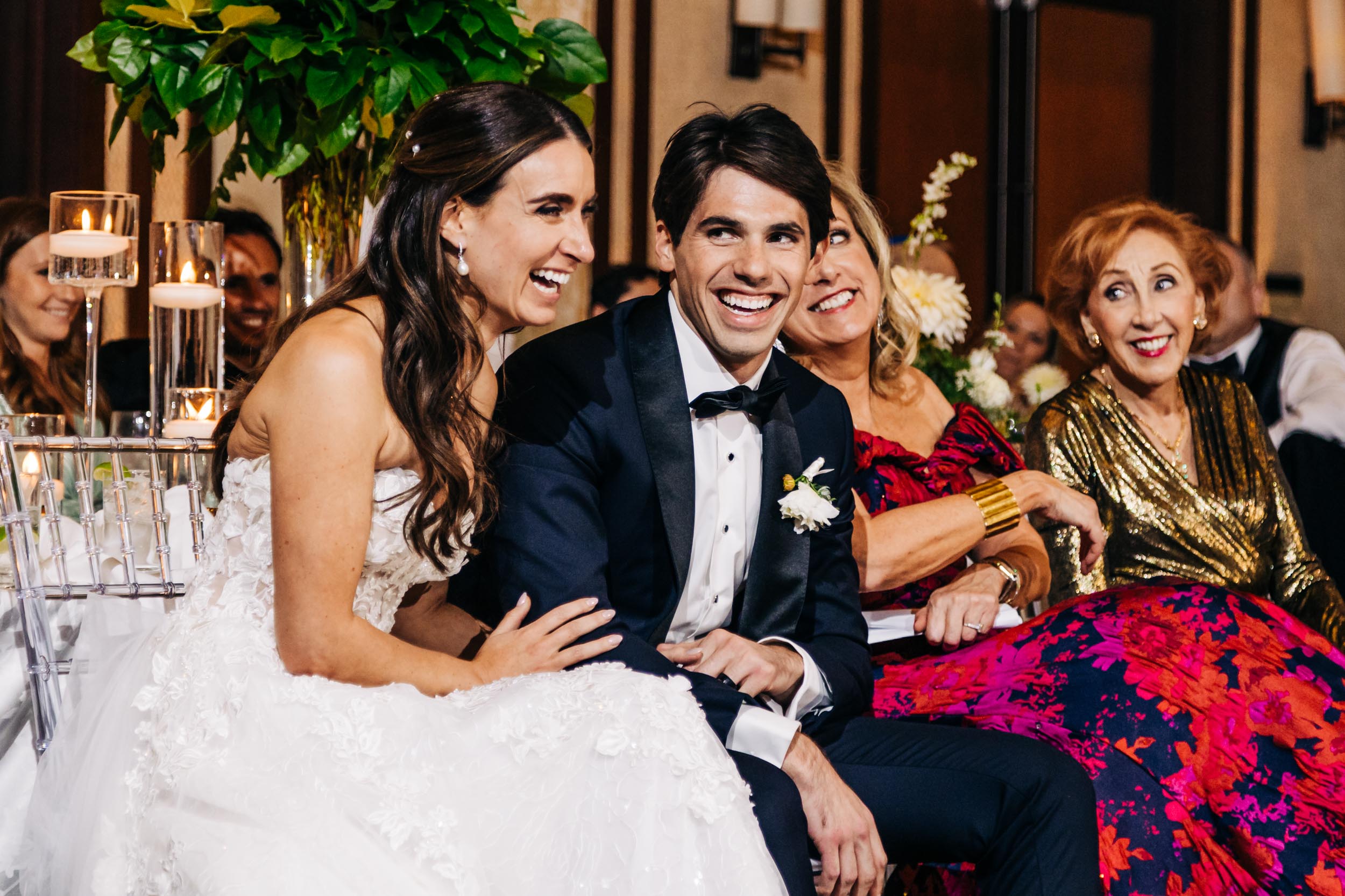 Reaction to toasts at wedding reception