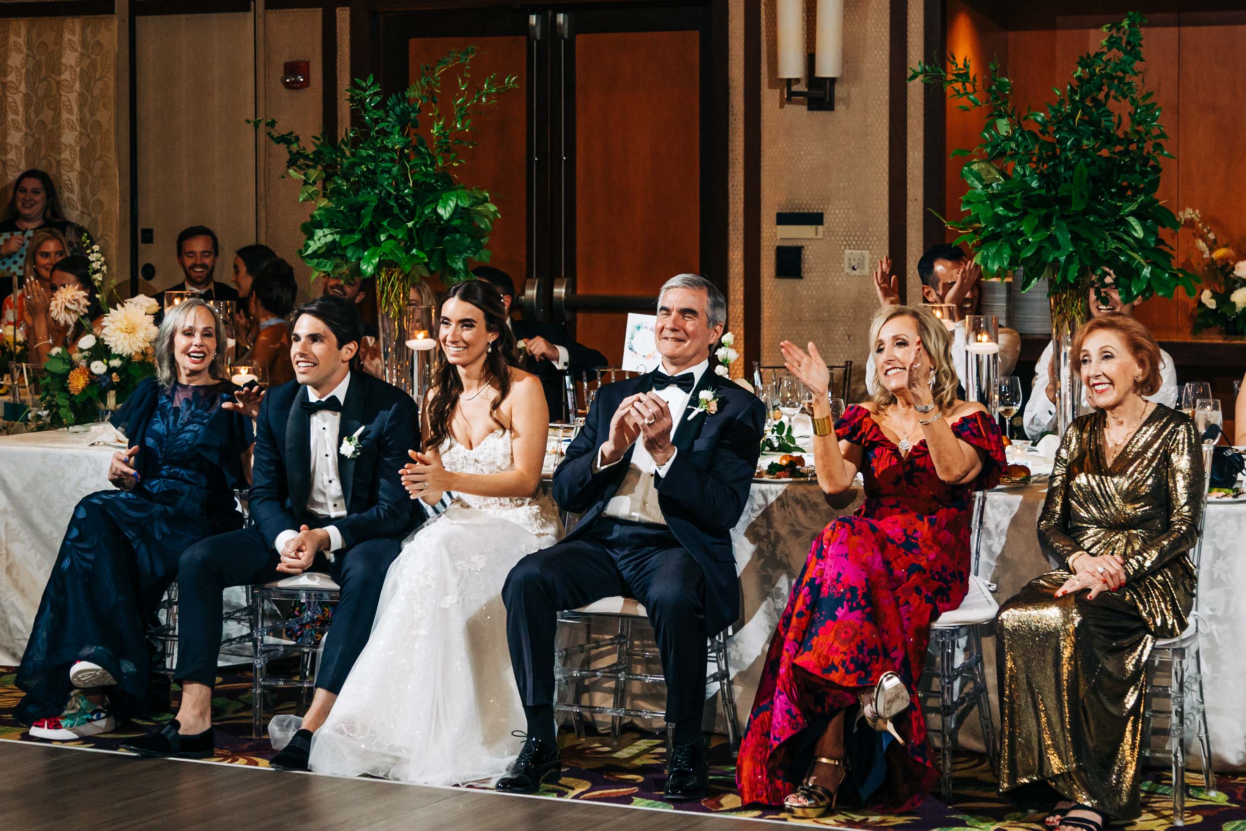 Reaction to toasts at wedding reception