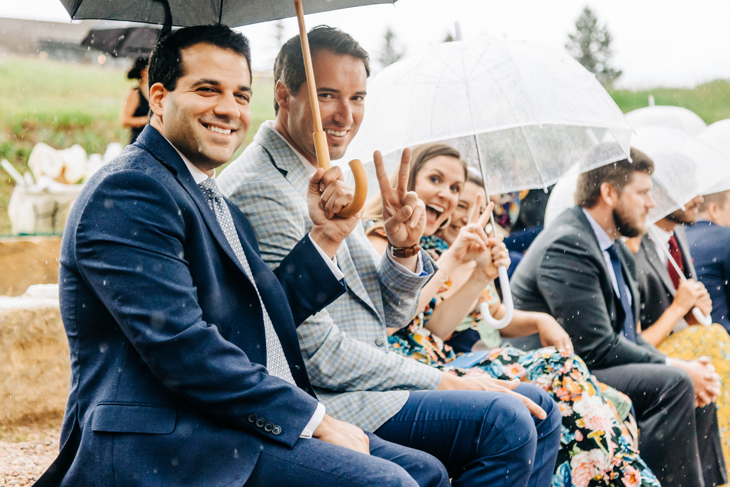 beaver creek wedding deck ceremony in the rain
