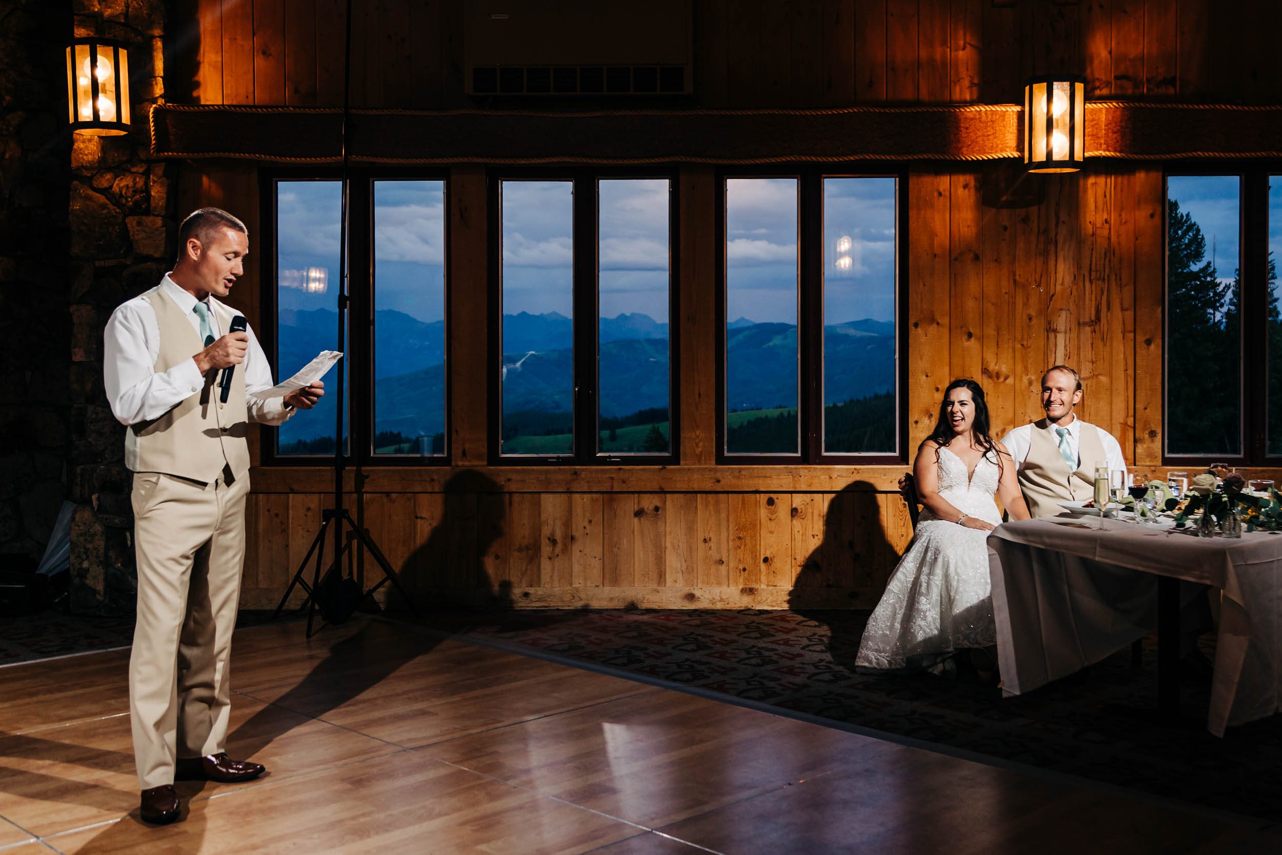toasts at spruce saddle lodge wedding reception