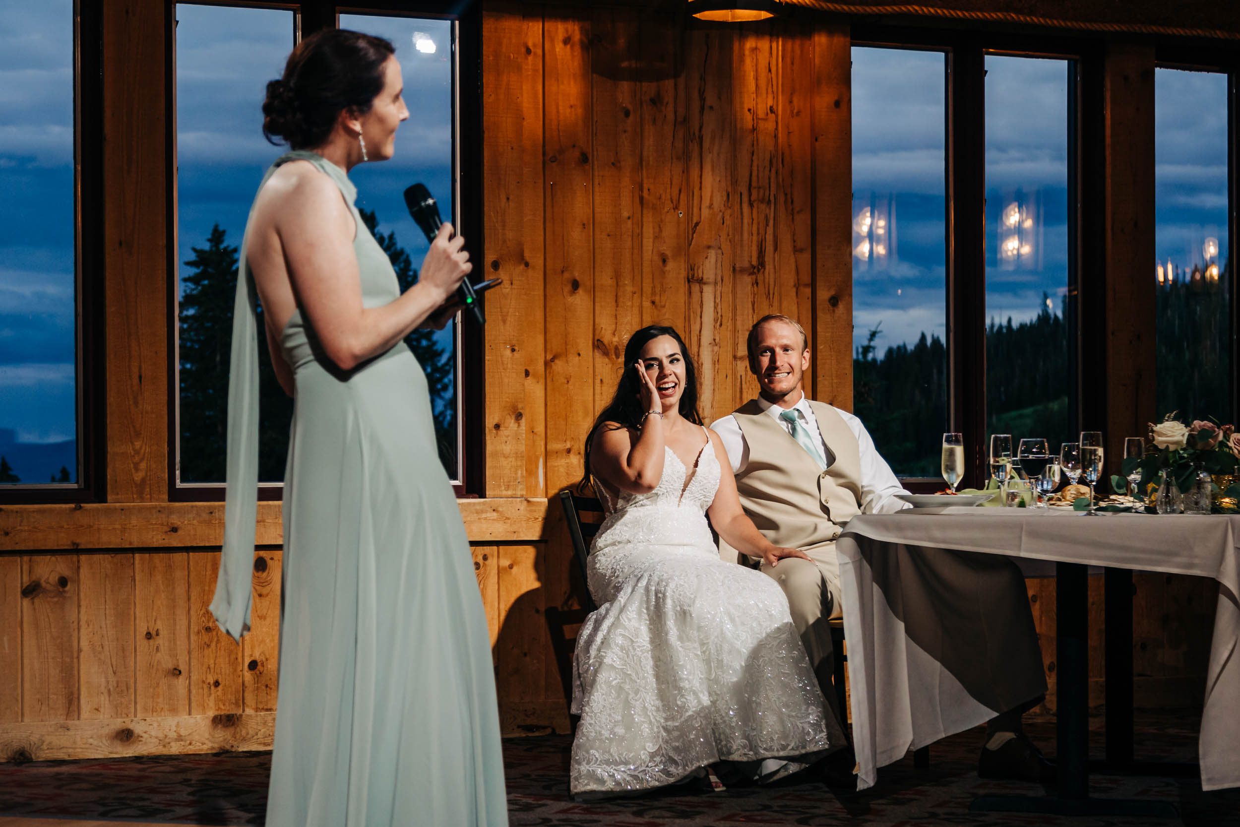 toasts at spruce saddle lodge wedding reception