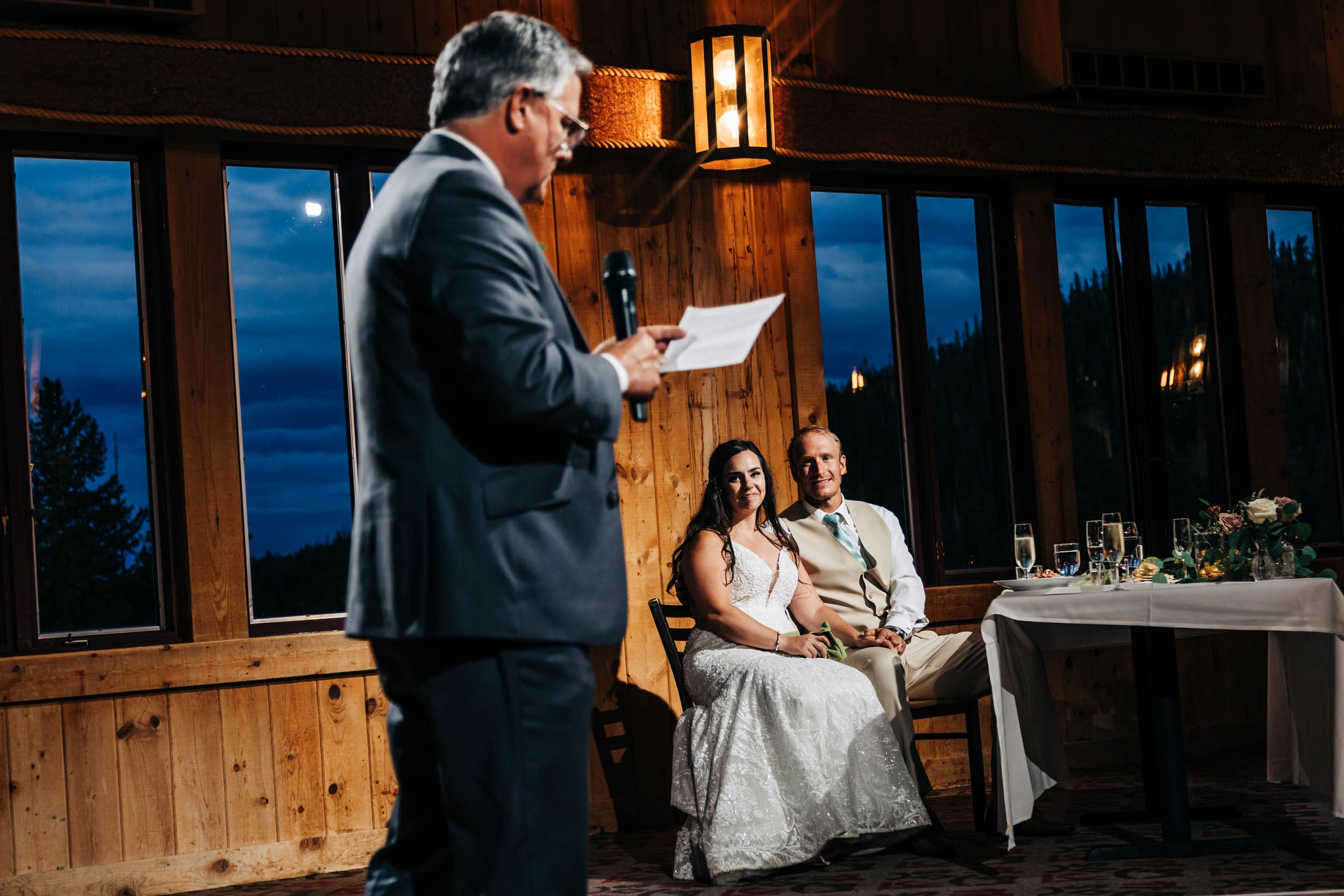 toasts at spruce saddle lodge wedding reception