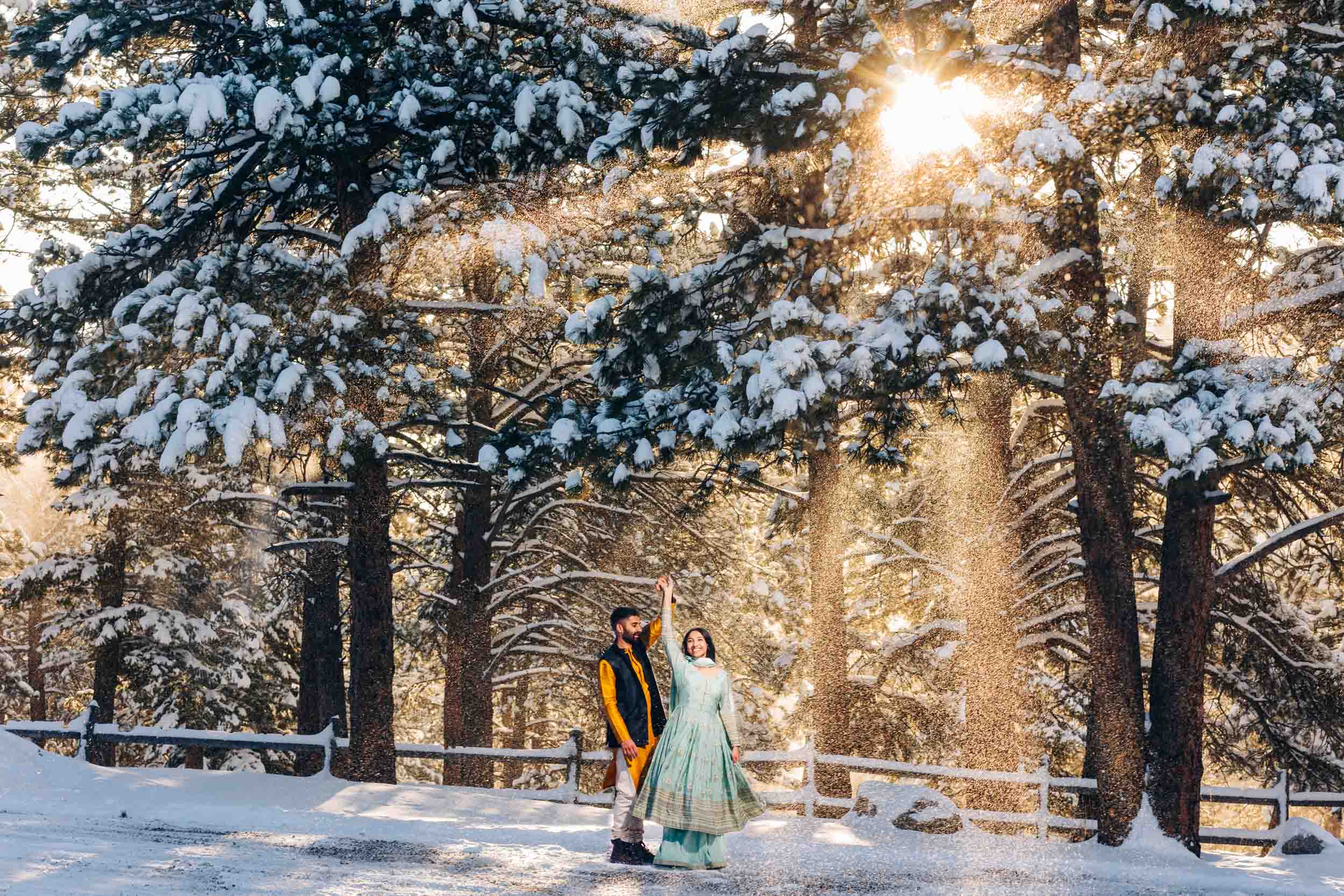 beautiful light colorado engagement session in snow